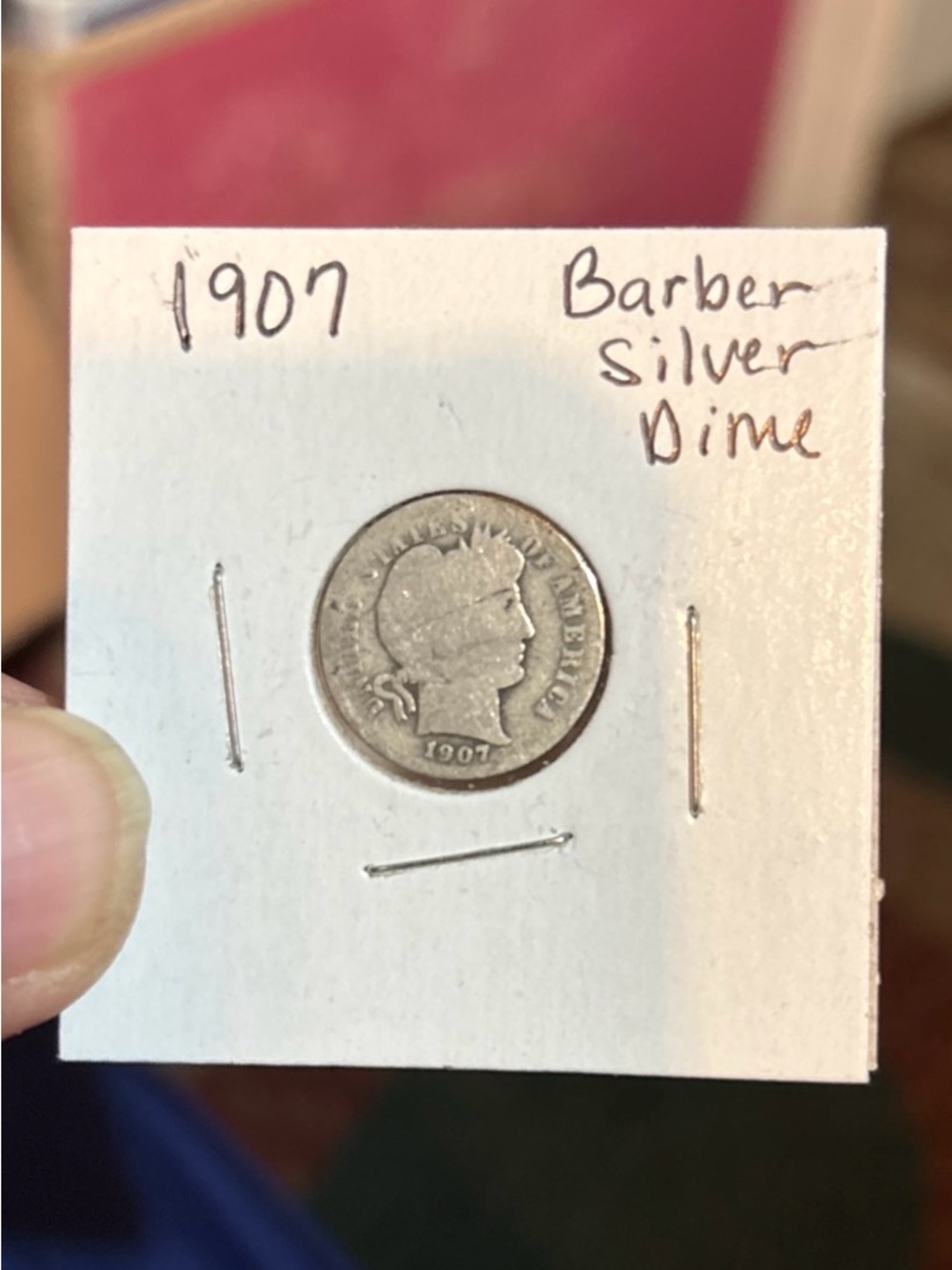 1907 Barber Silver Dime.